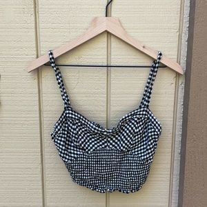 Free people black white gingham sleeveless tank crop top